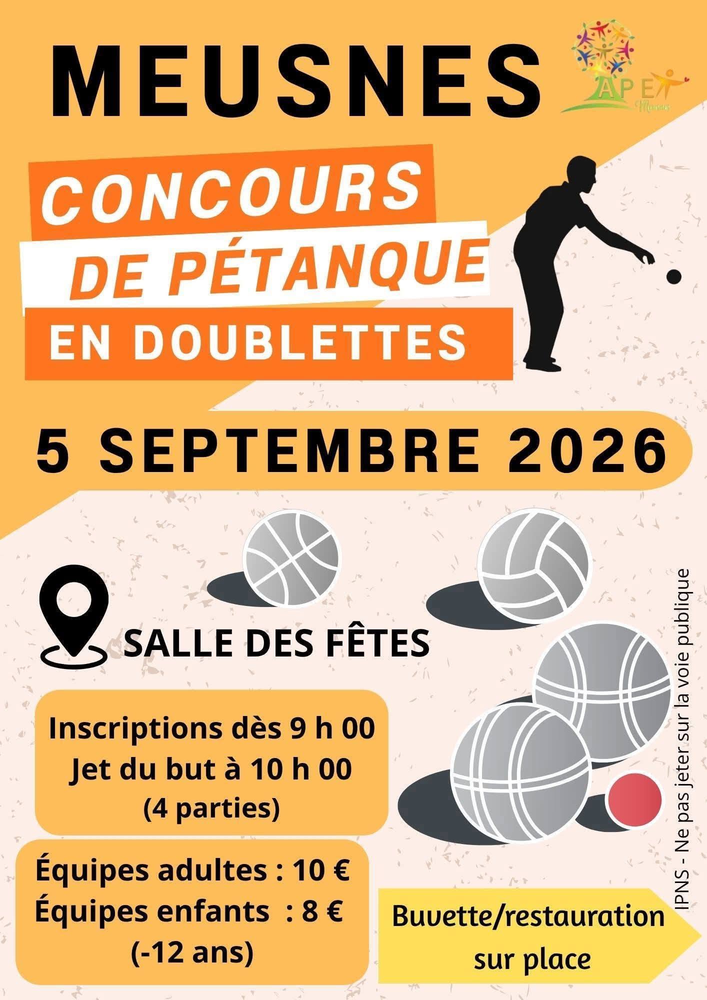 Concours de pétanque en doublettes à Meusnes !